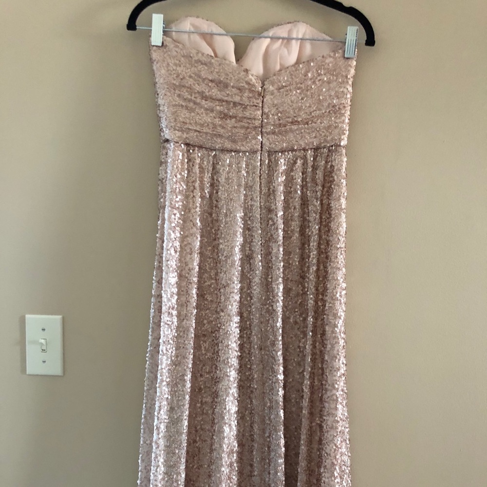 Amsale Rose Gold Formal Sequin Strapless Dress - Picture 4 of 12